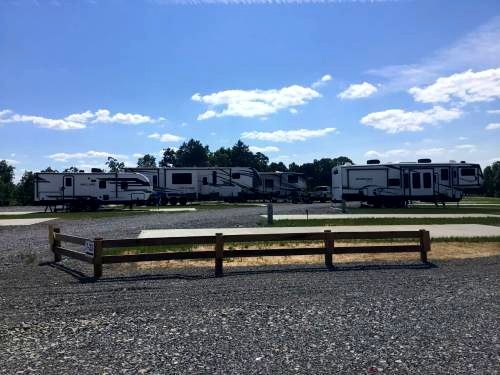 RVs parked on the concrete pads at Kumberland Campground
