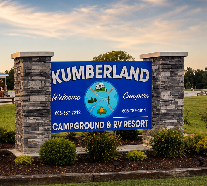 Kumberland Campground entrance sign